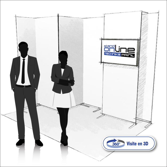 Stand d'exposition portable avec structure tubulaire et visuel publicitaire – Stand On Line